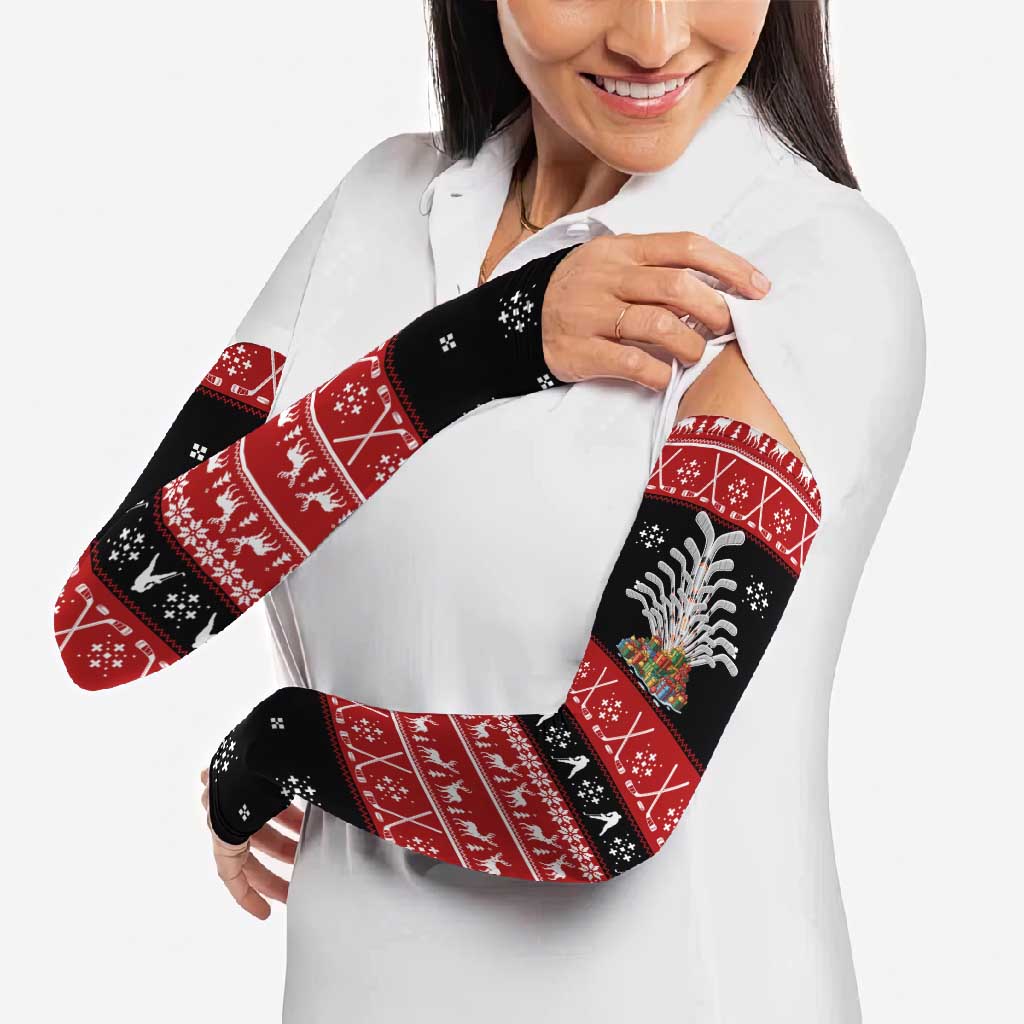 Hockey Is Back Christmas Arm Sleeves Xmas Holiday Patterns - Wonder Print Shop