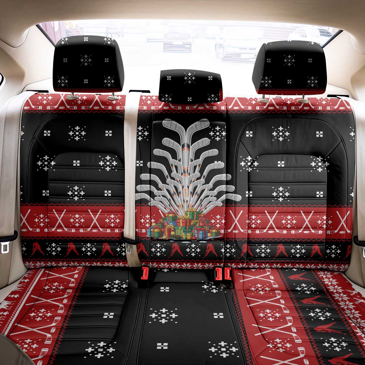 Hockey Is Back Christmas Back Car Seat Cover Xmas Holiday Patterns - Wonder Print Shop