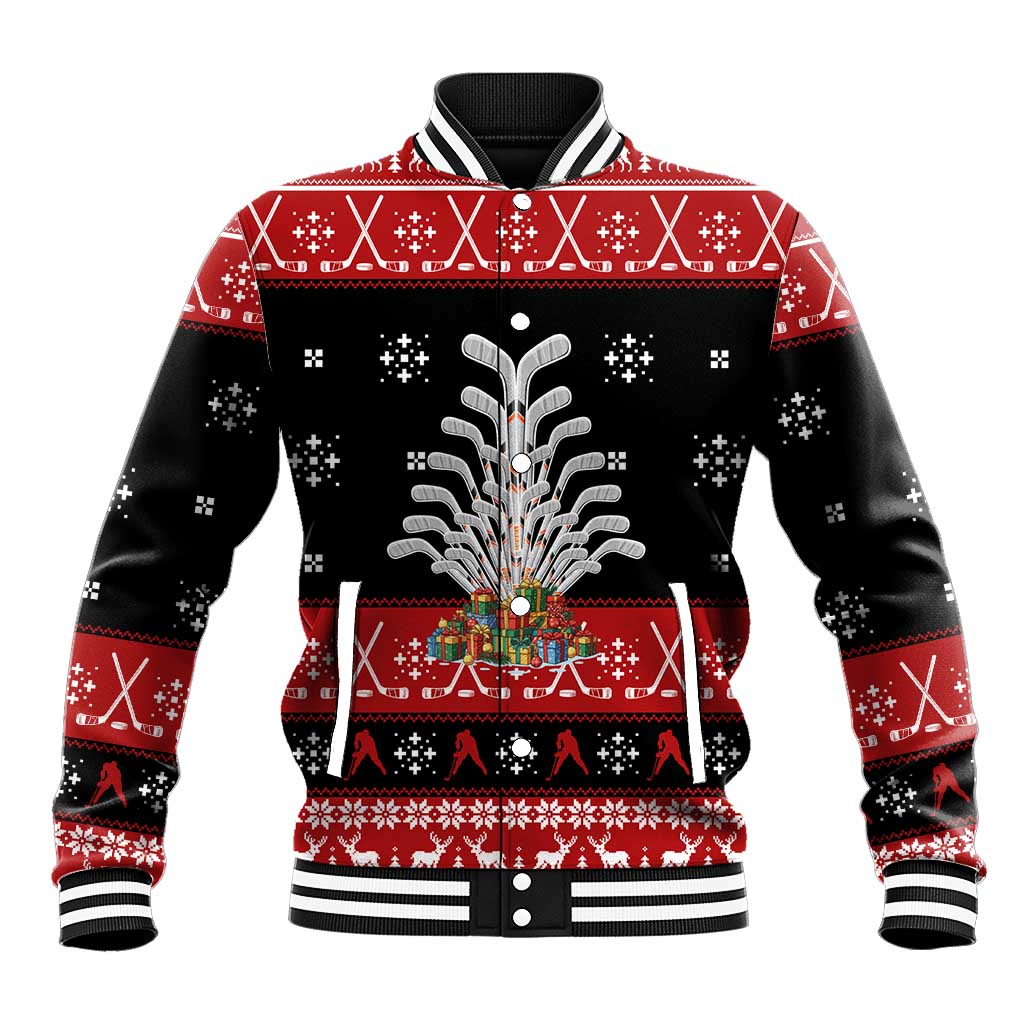 Hockey Is Back Christmas Baseball Jacket Xmas Holiday Patterns - Wonder Print Shop