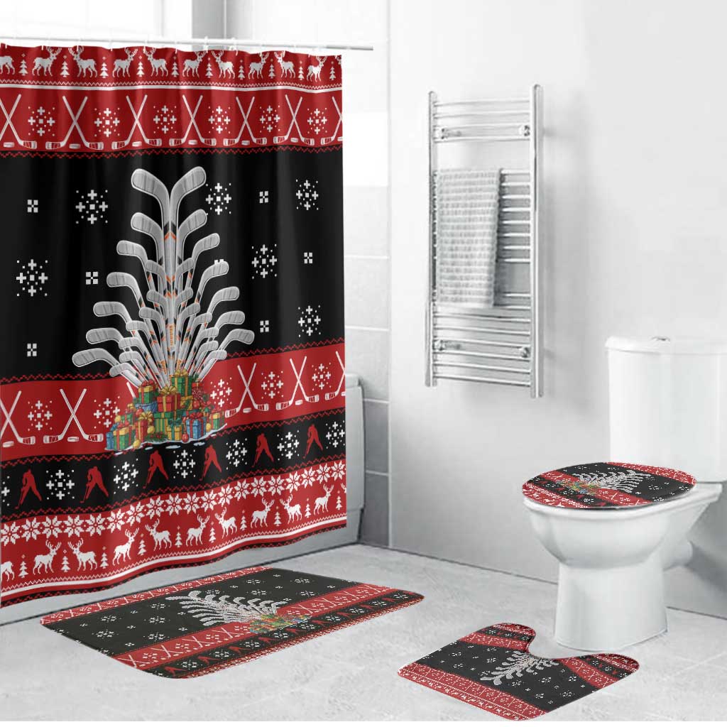 Hockey Is Back Christmas Bathroom Set Xmas Holiday Patterns - Wonder Print Shop