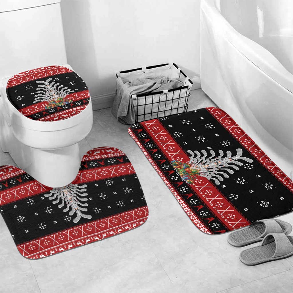 Hockey Is Back Christmas Bathroom Set Xmas Holiday Patterns - Wonder Print Shop