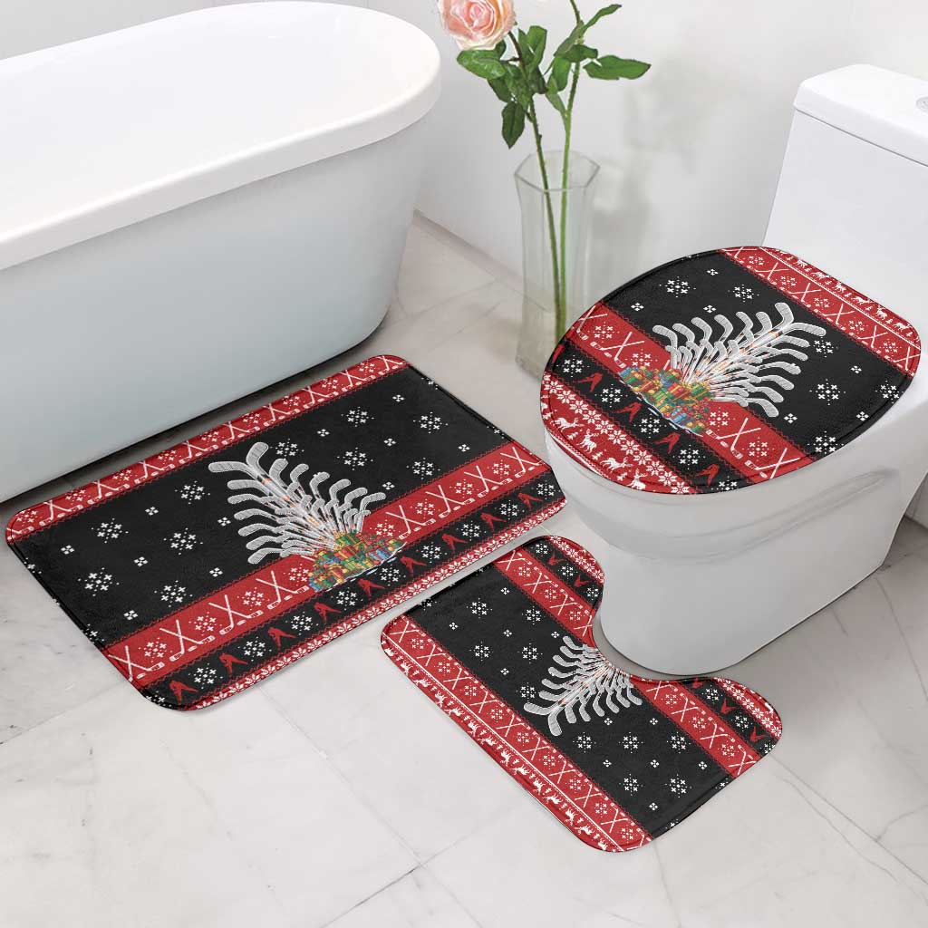 Hockey Is Back Christmas Bathroom Set Xmas Holiday Patterns - Wonder Print Shop