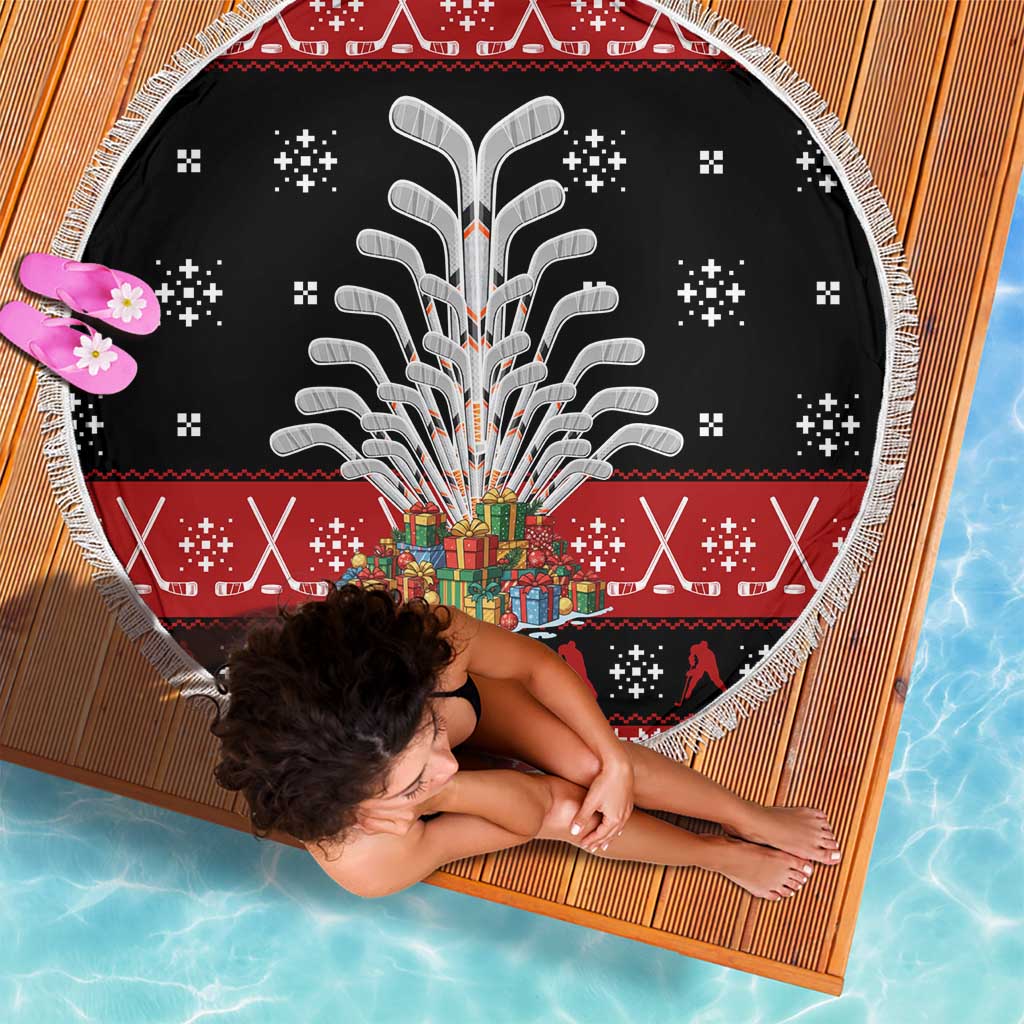 Hockey Is Back Christmas Beach Blanket Xmas Holiday Patterns - Wonder Print Shop