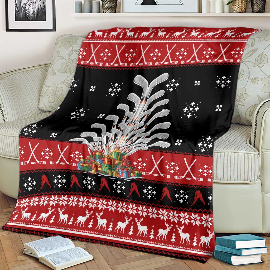 Hockey Is Back Christmas Blanket Xmas Holiday Patterns - Wonder Print Shop