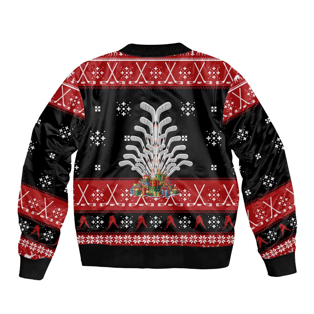 Hockey Is Back Christmas Bomber Jacket Xmas Holiday Patterns - Wonder Print Shop