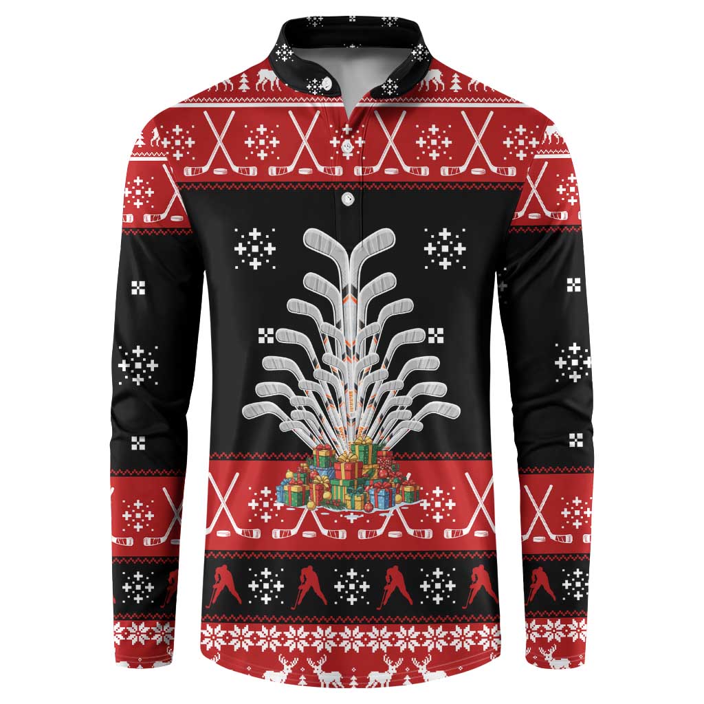 Hockey Is Back Christmas Button Sweatshirt Xmas Holiday Patterns - Wonder Print Shop