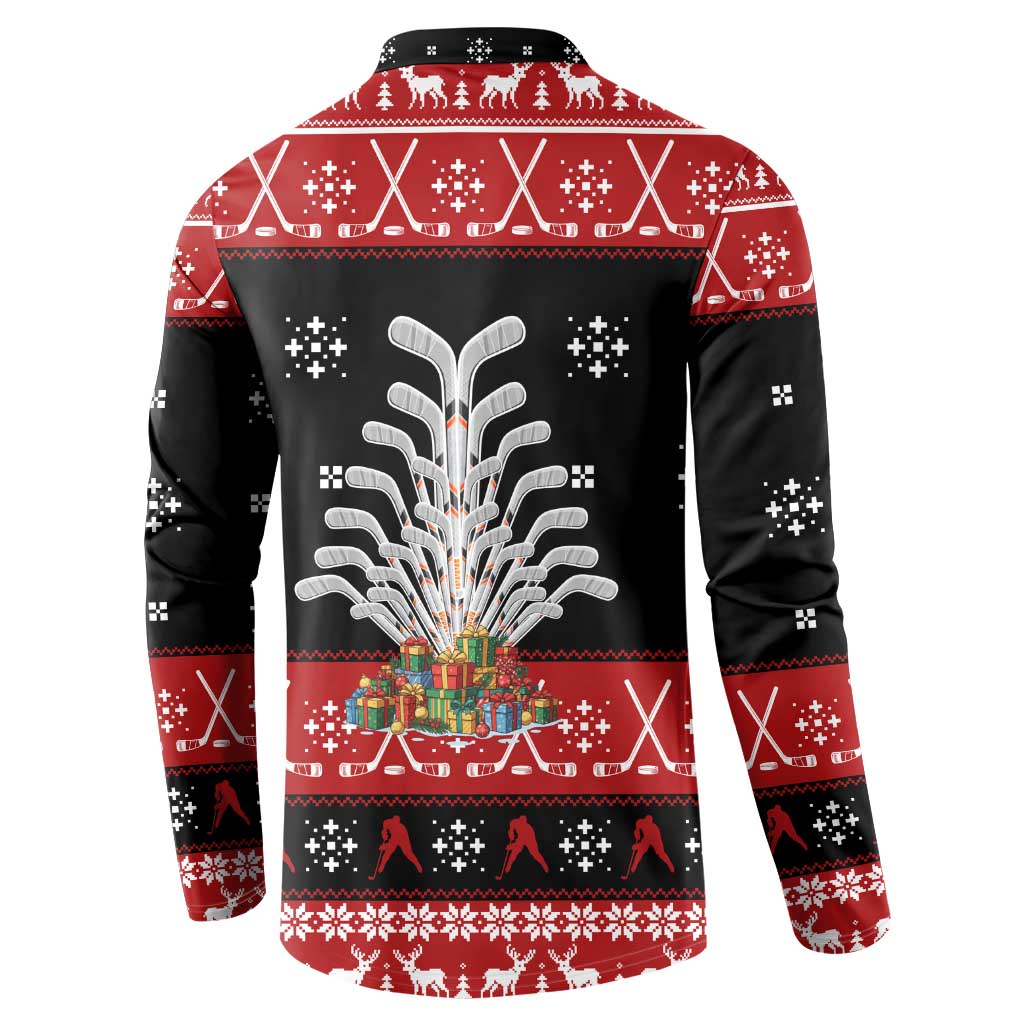 Hockey Is Back Christmas Button Sweatshirt Xmas Holiday Patterns - Wonder Print Shop