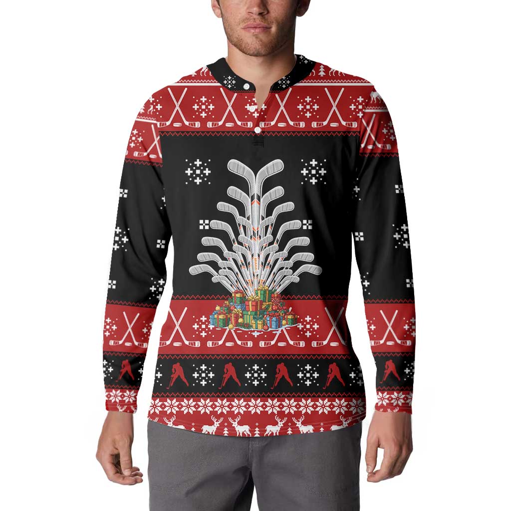 Hockey Is Back Christmas Button Sweatshirt Xmas Holiday Patterns - Wonder Print Shop