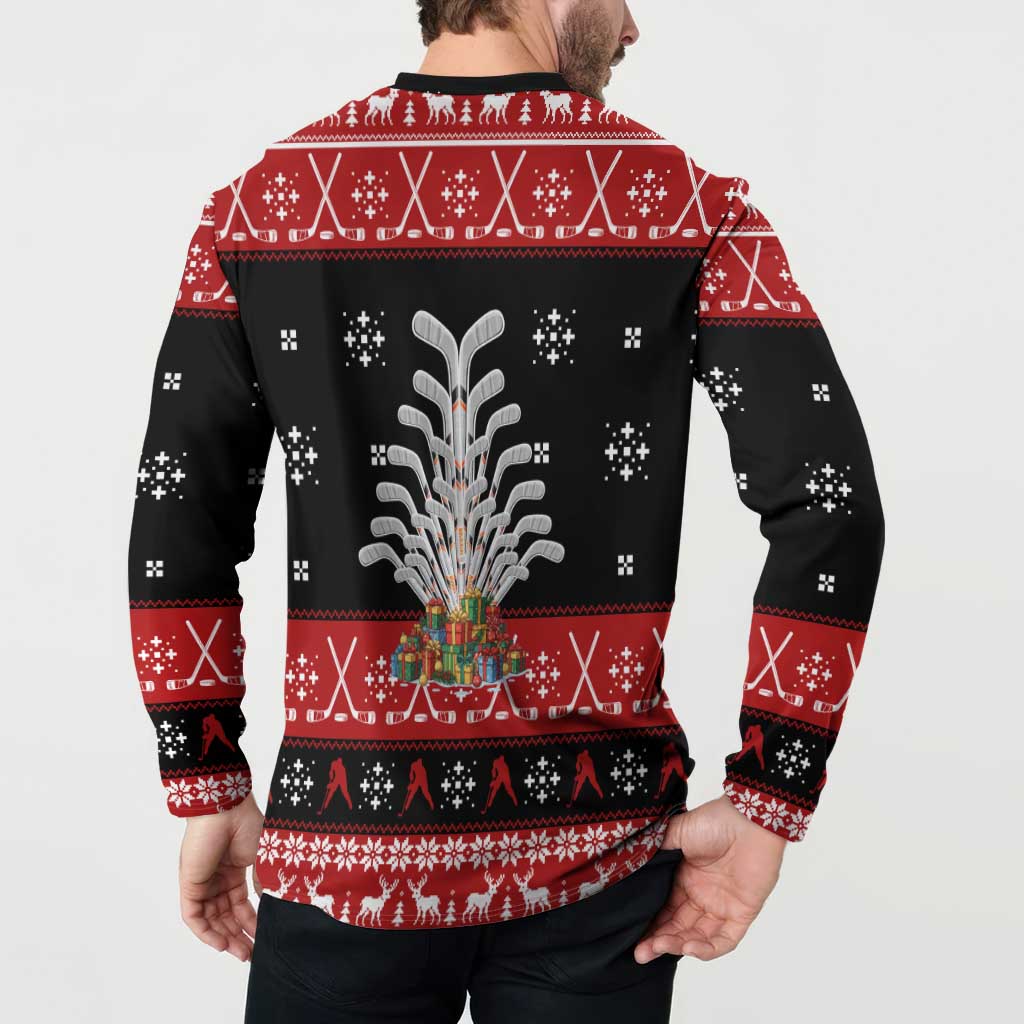 Hockey Is Back Christmas Button Sweatshirt Xmas Holiday Patterns - Wonder Print Shop