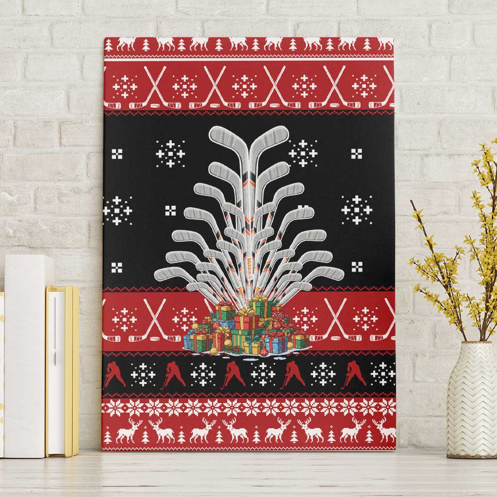 Hockey Is Back Christmas Canvas Wall Art Xmas Holiday Patterns - Wonder Print Shop