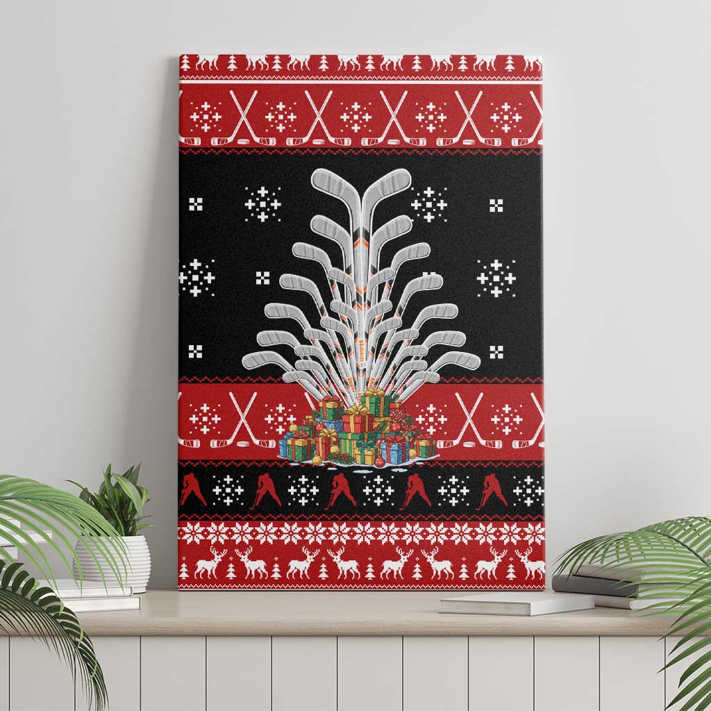 Hockey Is Back Christmas Canvas Wall Art Xmas Holiday Patterns - Wonder Print Shop