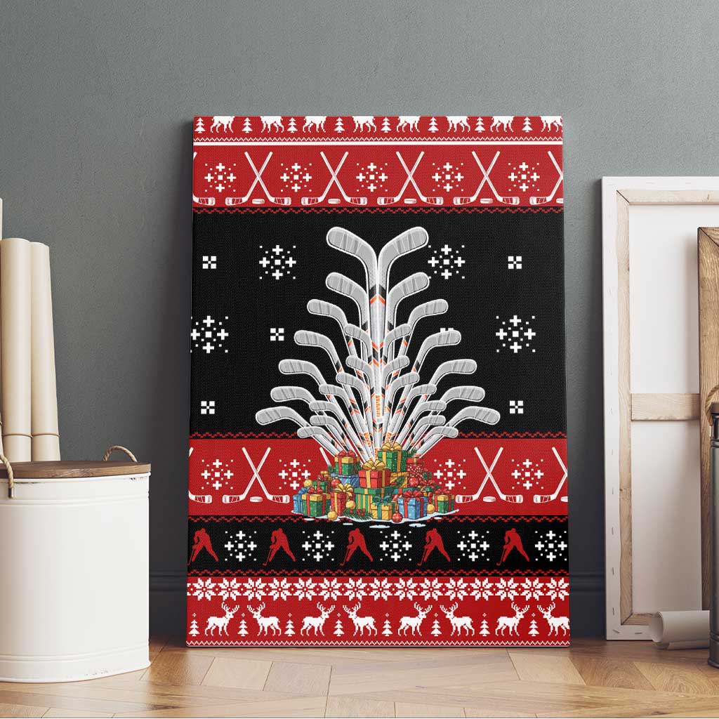 Hockey Is Back Christmas Canvas Wall Art Xmas Holiday Patterns - Wonder Print Shop