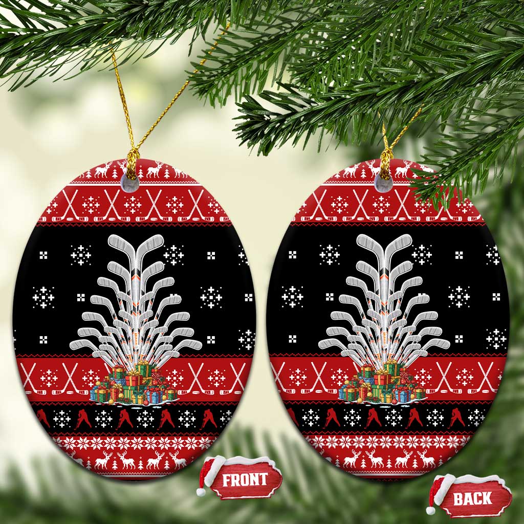 Hockey Is Back Christmas Ceramic Ornament Xmas Holiday Patterns - Wonder Print Shop