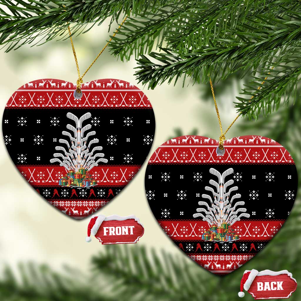 Hockey Is Back Christmas Ceramic Ornament Xmas Holiday Patterns - Wonder Print Shop