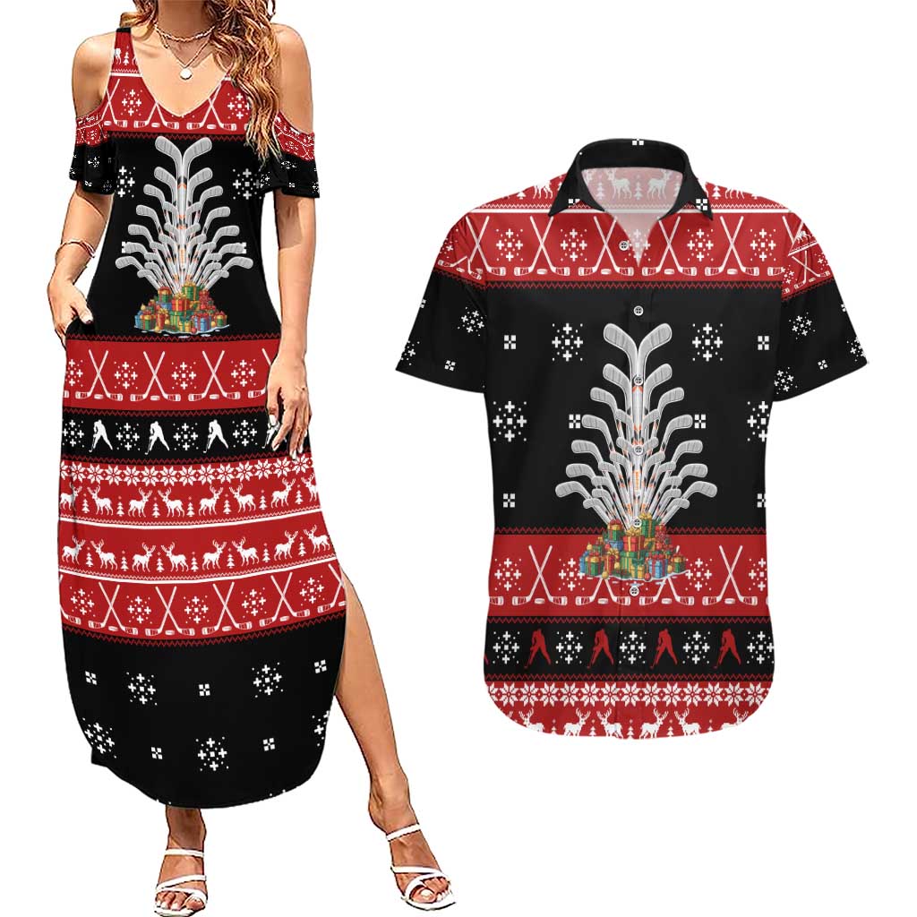 Hockey Is Back Christmas Couples Matching Summer Maxi Dress and Hawaiian Shirt Xmas Holiday Patterns - Wonder Print Shop