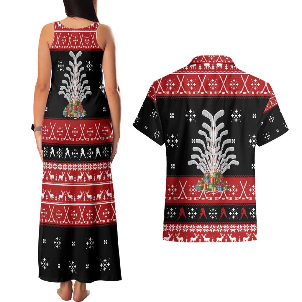 Hockey Is Back Christmas Couples Matching Tank Maxi Dress and Hawaiian Shirt Xmas Holiday Patterns - Wonder Print Shop