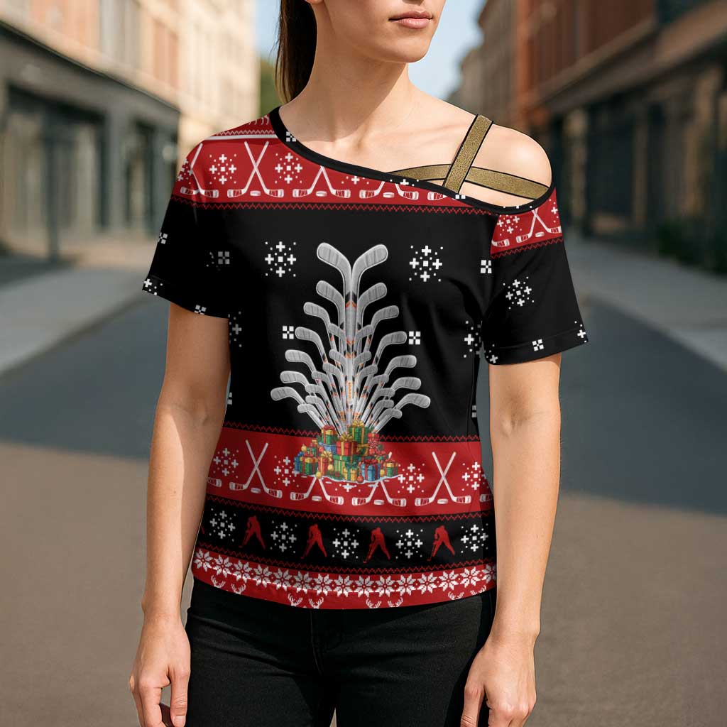 Hockey Is Back Christmas Cross Shoulder Shirt Xmas Holiday Patterns - Wonder Print Shop