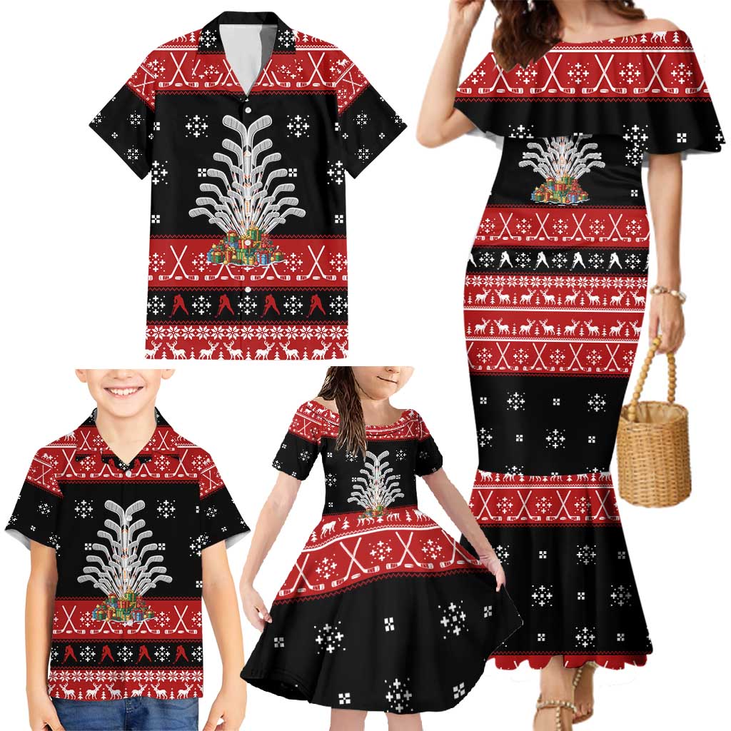 Hockey Is Back Christmas Family Matching Mermaid Dress and Hawaiian Shirt Xmas Holiday Patterns - Wonder Print Shop