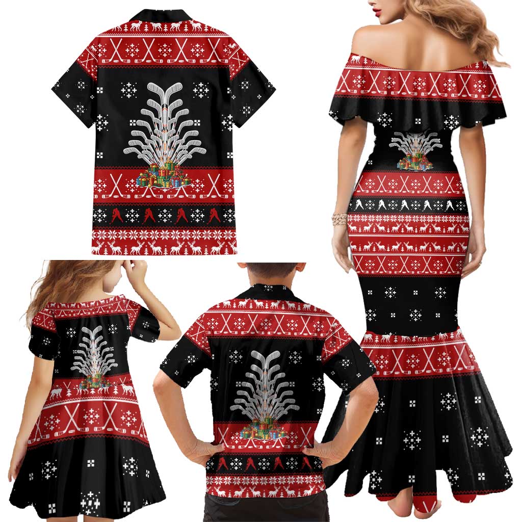 Hockey Is Back Christmas Family Matching Mermaid Dress and Hawaiian Shirt Xmas Holiday Patterns - Wonder Print Shop