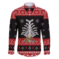 Hockey Is Back Christmas Family Matching Off The Shoulder Long Sleeve Dress and Hawaiian Shirt Xmas Holiday Patterns - Wonder Print Shop