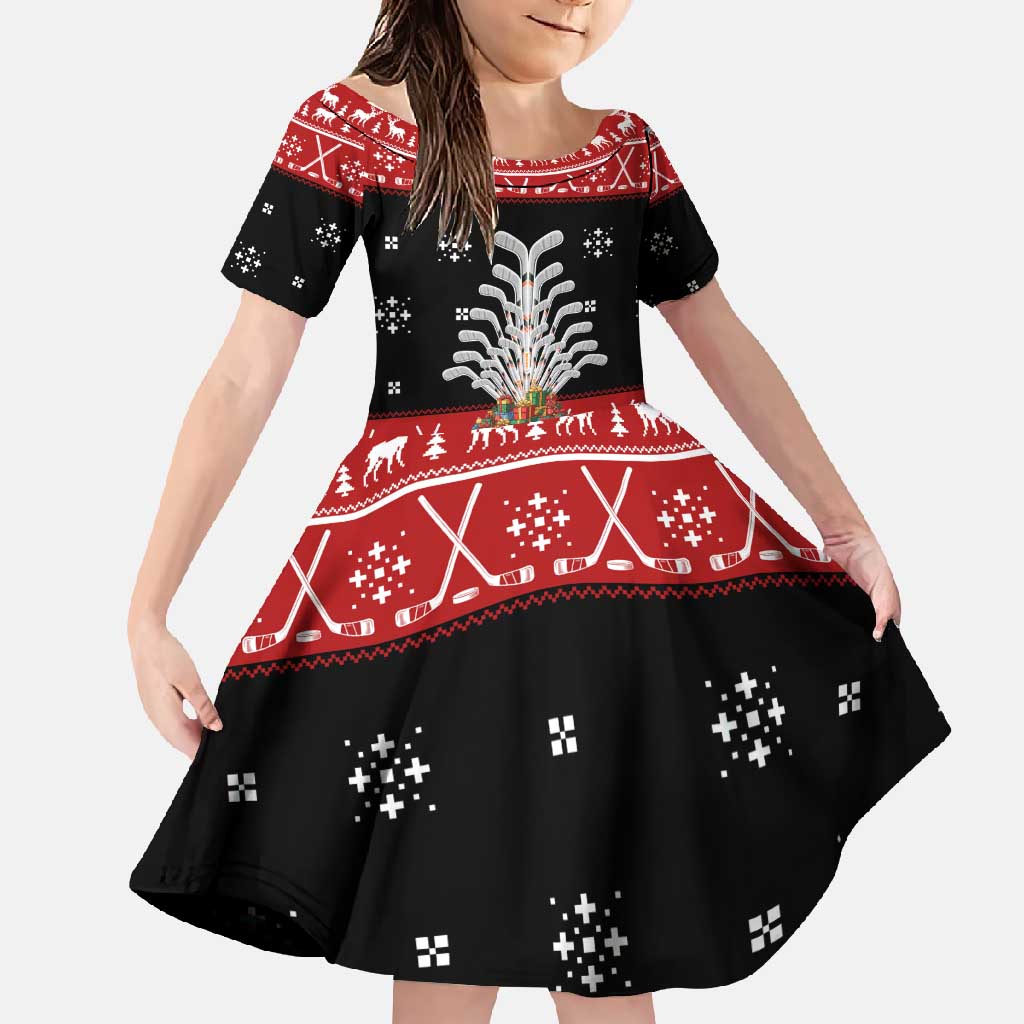 Hockey Is Back Christmas Family Matching Off Shoulder Maxi Dress and Hawaiian Shirt Xmas Holiday Patterns - Wonder Print Shop
