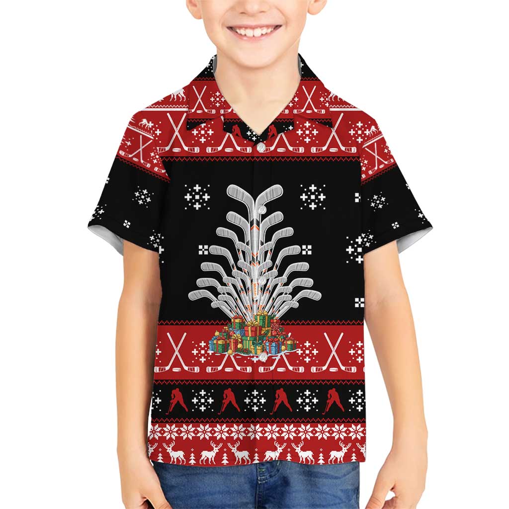 Hockey Is Back Christmas Family Matching Off Shoulder Maxi Dress and Hawaiian Shirt Xmas Holiday Patterns - Wonder Print Shop