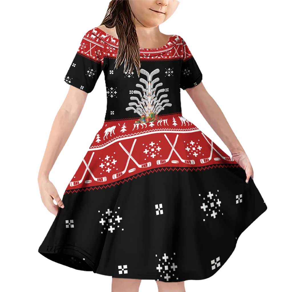 Hockey Is Back Christmas Family Matching Off Shoulder Short Dress and Hawaiian Shirt Xmas Holiday Patterns - Wonder Print Shop