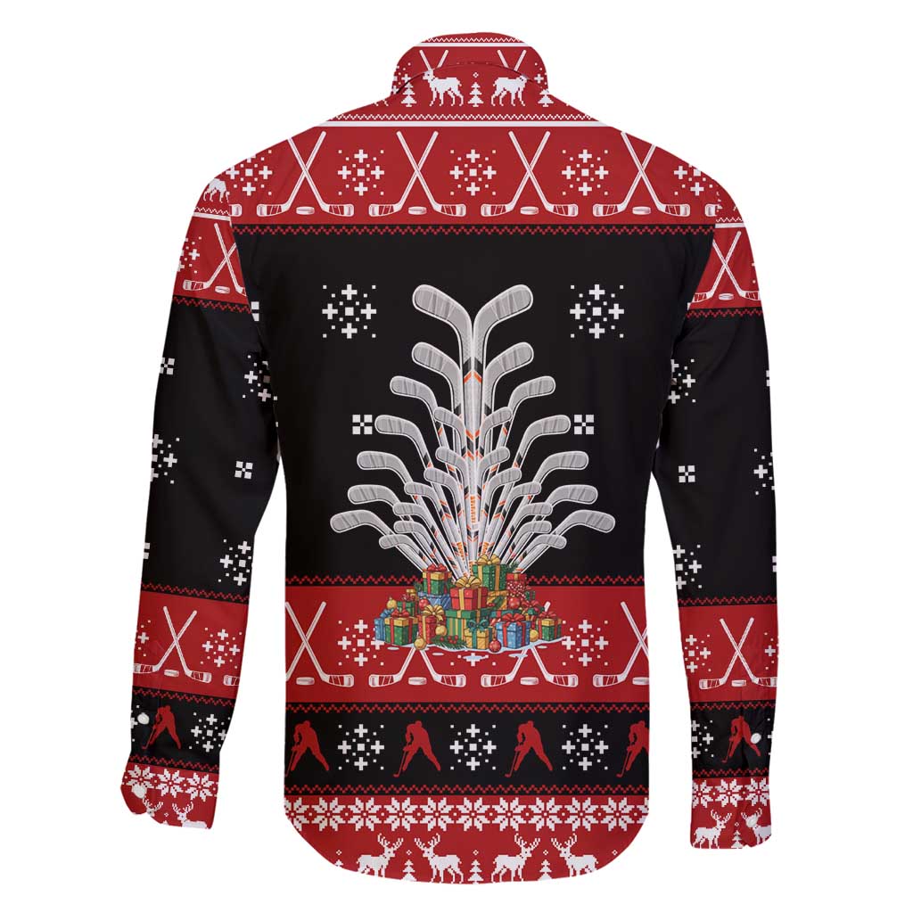 Hockey Is Back Christmas Family Matching Off Shoulder Short Dress and Hawaiian Shirt Xmas Holiday Patterns - Wonder Print Shop