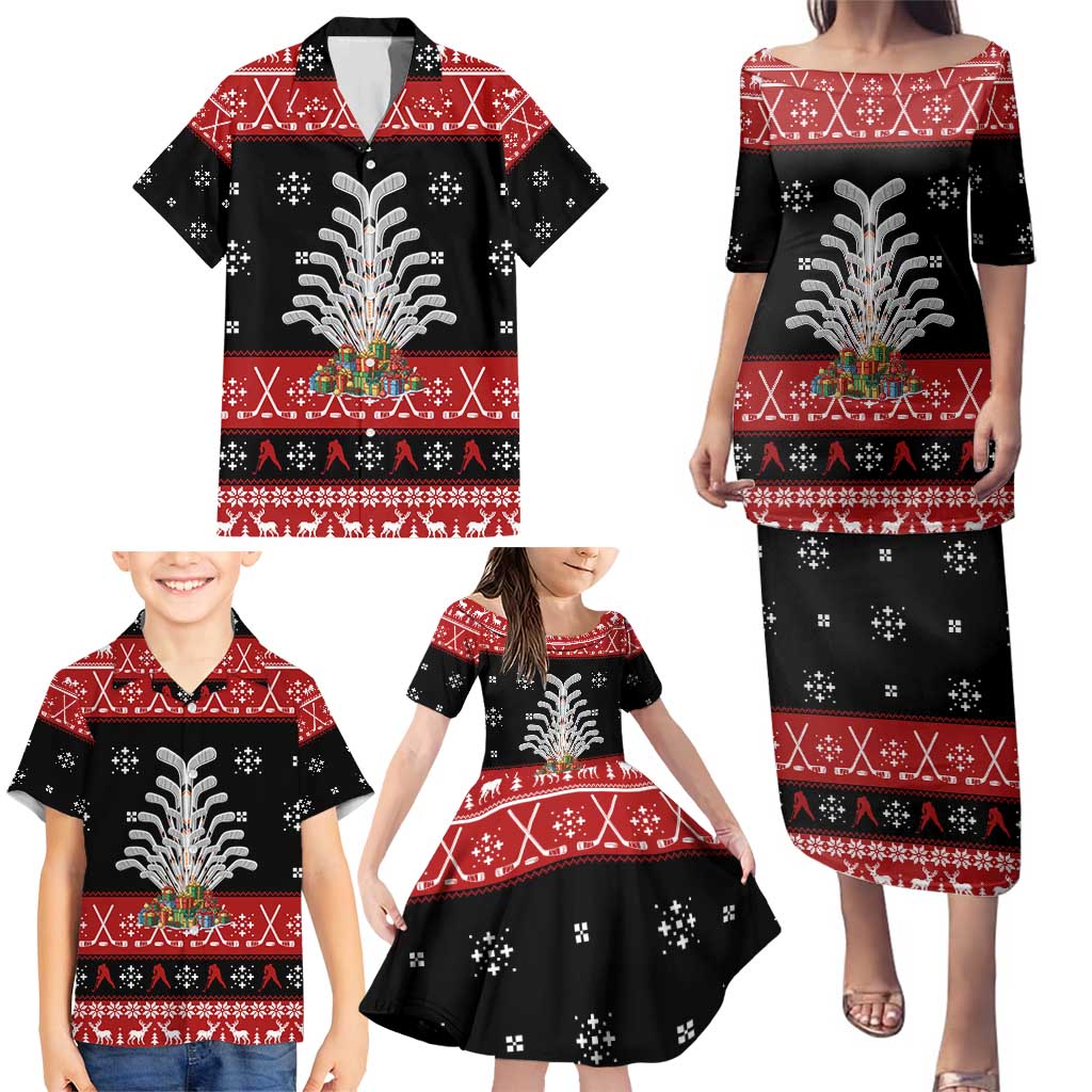 Hockey Is Back Christmas Family Matching Puletasi and Hawaiian Shirt Xmas Holiday Patterns - Wonder Print Shop