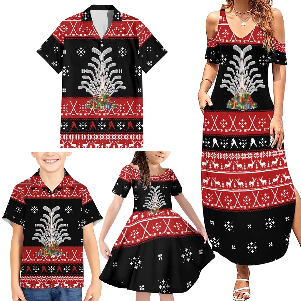 Hockey Is Back Christmas Family Matching Summer Maxi Dress and Hawaiian Shirt Xmas Holiday Patterns - Wonder Print Shop
