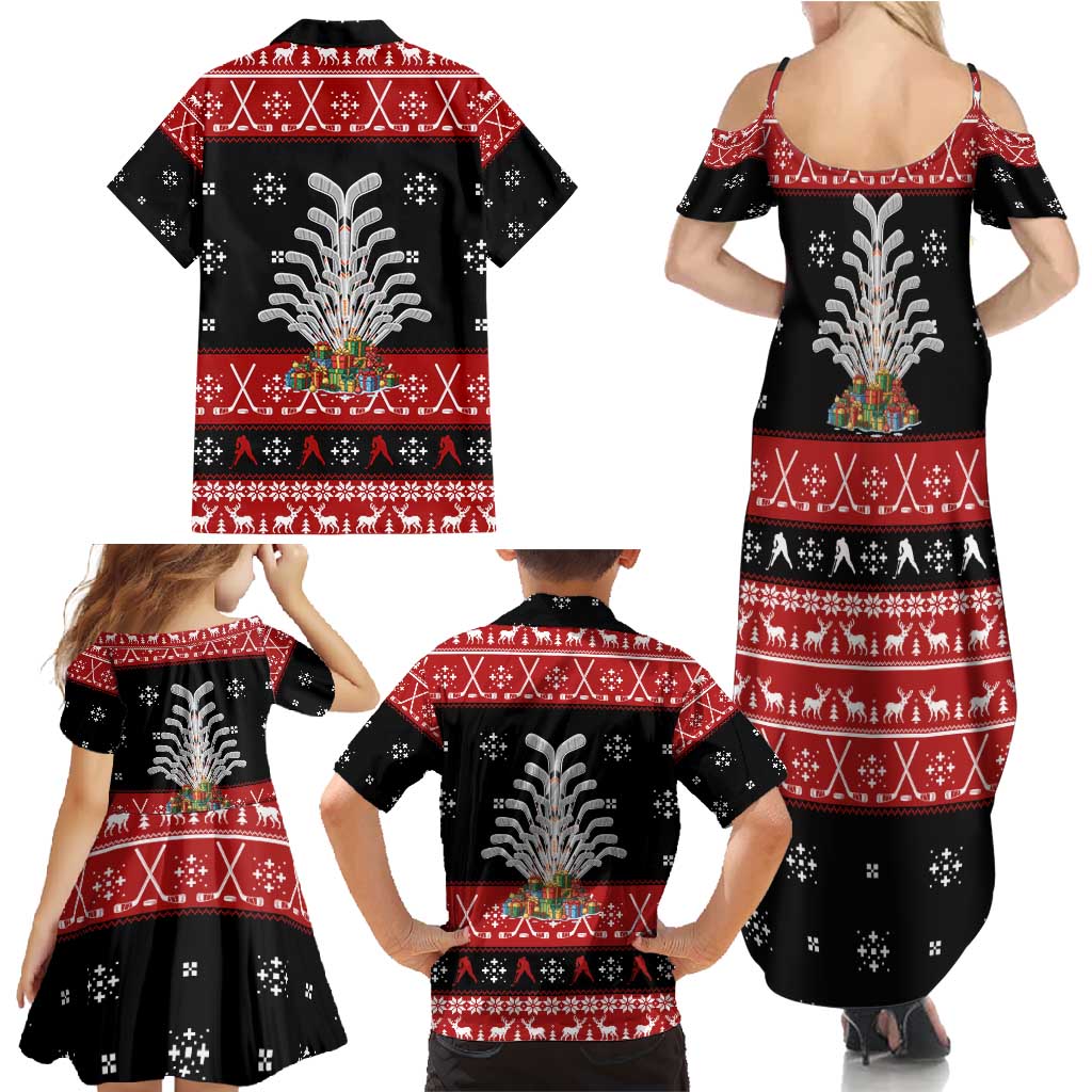 Hockey Is Back Christmas Family Matching Summer Maxi Dress and Hawaiian Shirt Xmas Holiday Patterns - Wonder Print Shop