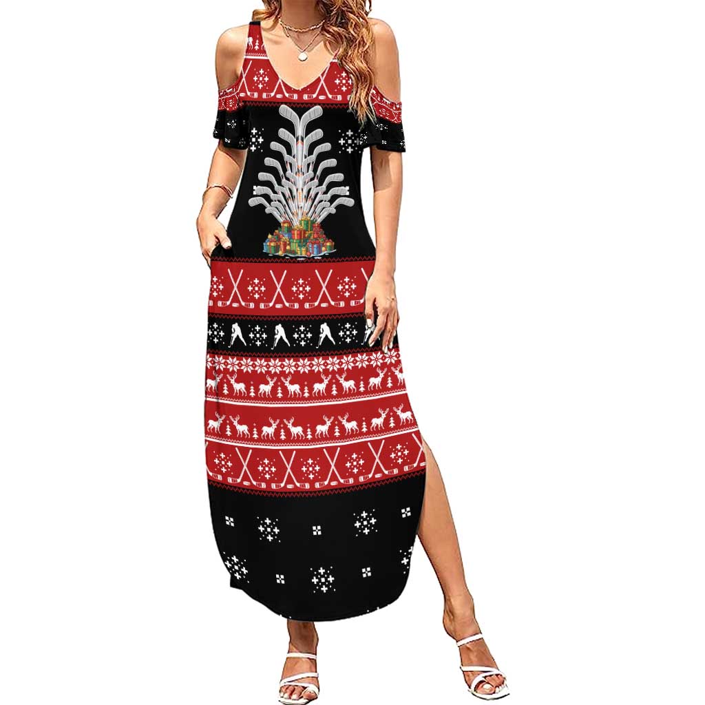 Hockey Is Back Christmas Family Matching Summer Maxi Dress and Hawaiian Shirt Xmas Holiday Patterns - Wonder Print Shop
