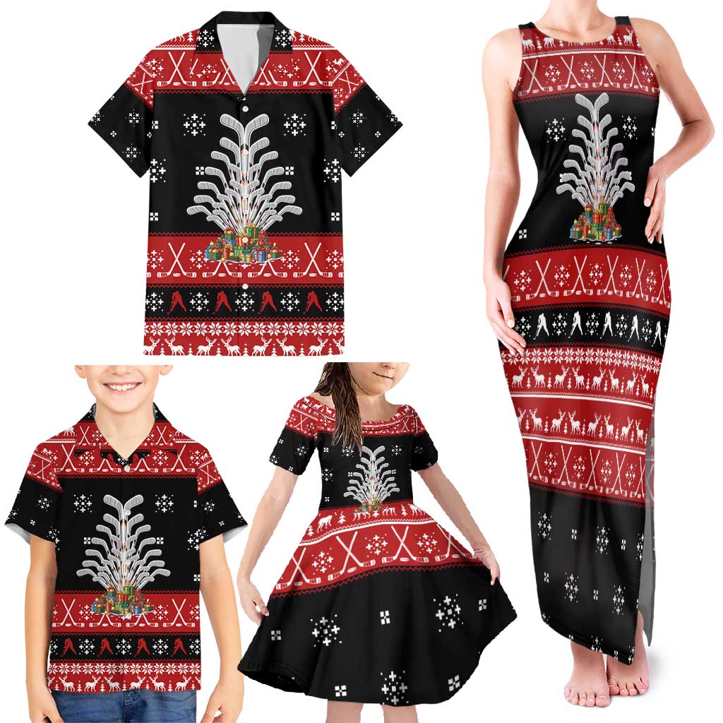 Hockey Is Back Christmas Family Matching Tank Maxi Dress and Hawaiian Shirt Xmas Holiday Patterns - Wonder Print Shop