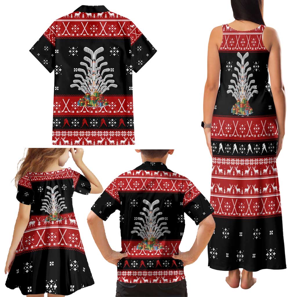 Hockey Is Back Christmas Family Matching Tank Maxi Dress and Hawaiian Shirt Xmas Holiday Patterns - Wonder Print Shop