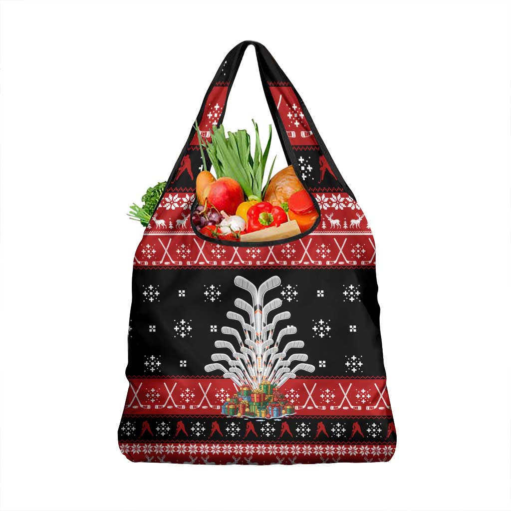 Hockey Is Back Christmas Grocery Bag Xmas Holiday Patterns - Wonder Print Shop