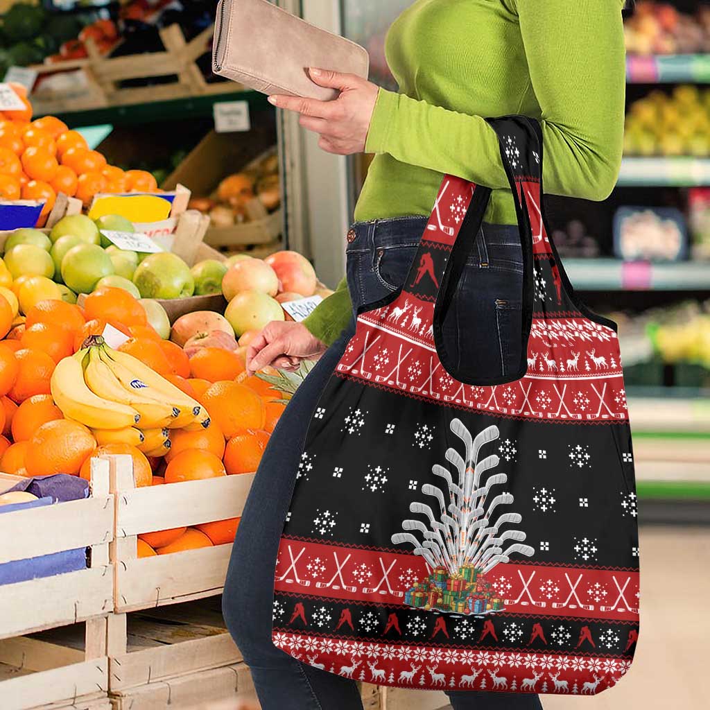 Hockey Is Back Christmas Grocery Bag Xmas Holiday Patterns - Wonder Print Shop