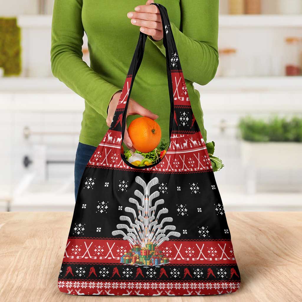 Hockey Is Back Christmas Grocery Bag Xmas Holiday Patterns - Wonder Print Shop
