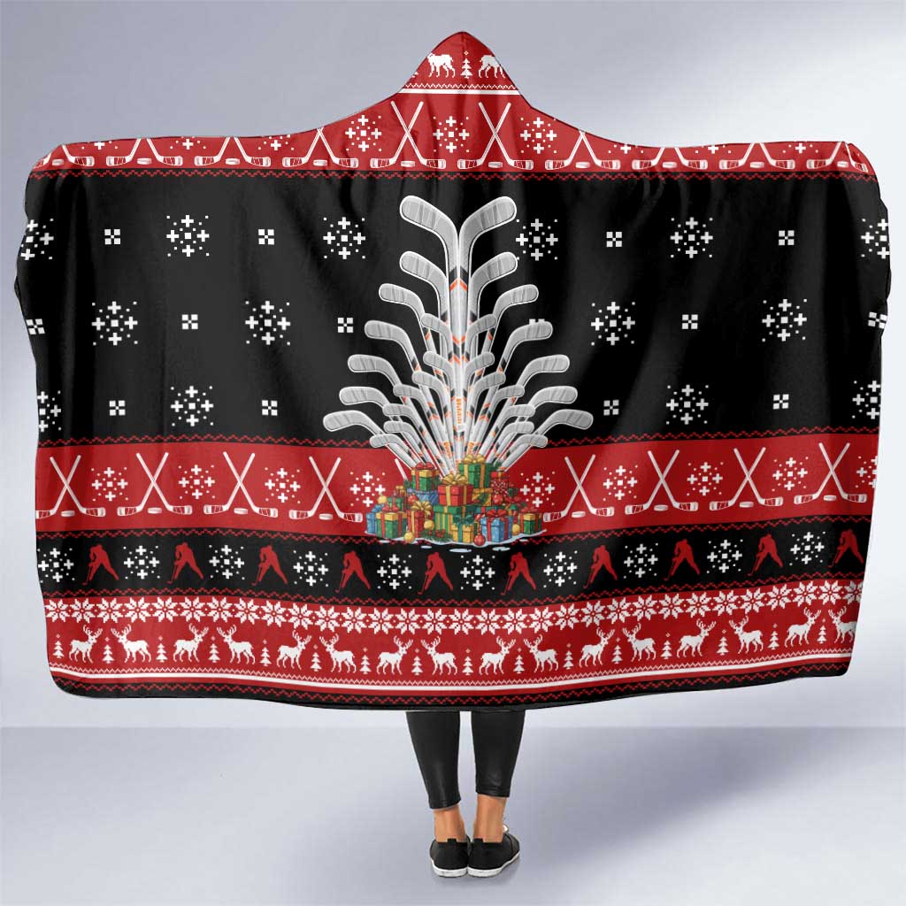 Hockey Is Back Christmas Hooded Blanket Xmas Holiday Patterns - Wonder Print Shop