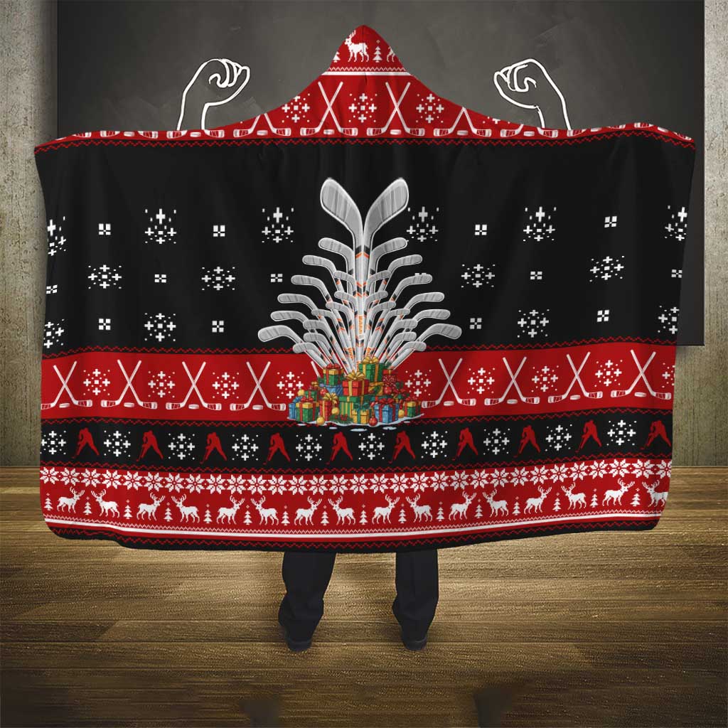 Hockey Is Back Christmas Hooded Blanket Xmas Holiday Patterns - Wonder Print Shop