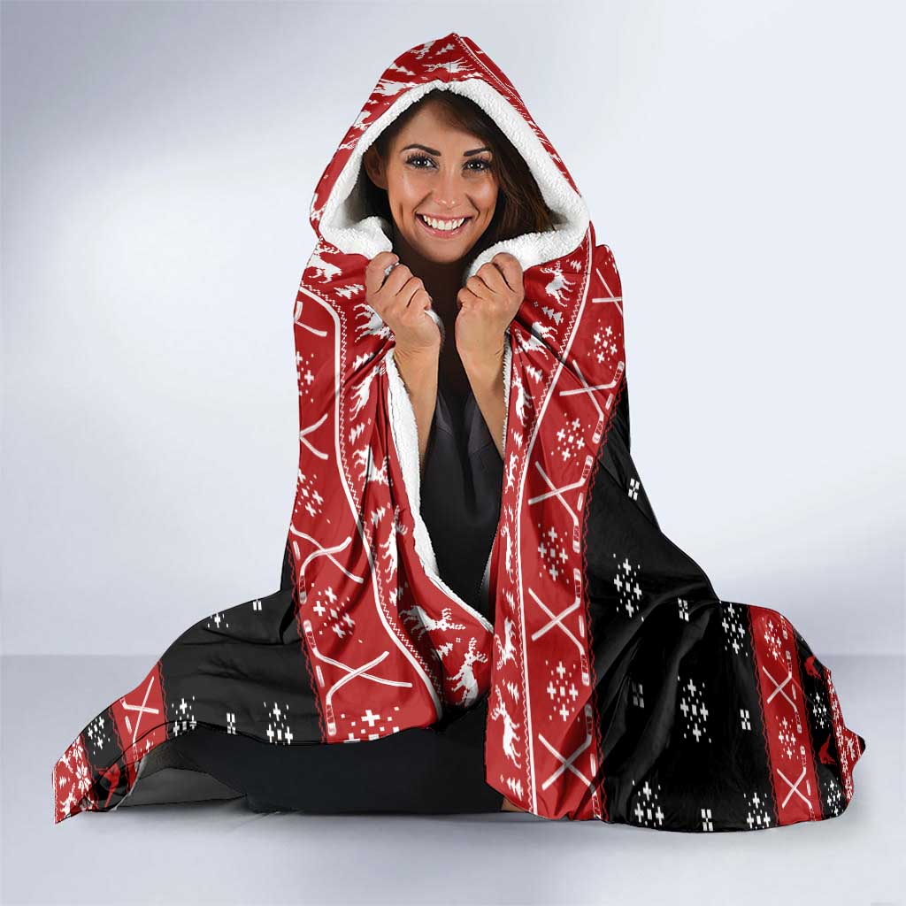 Hockey Is Back Christmas Hooded Blanket Xmas Holiday Patterns - Wonder Print Shop