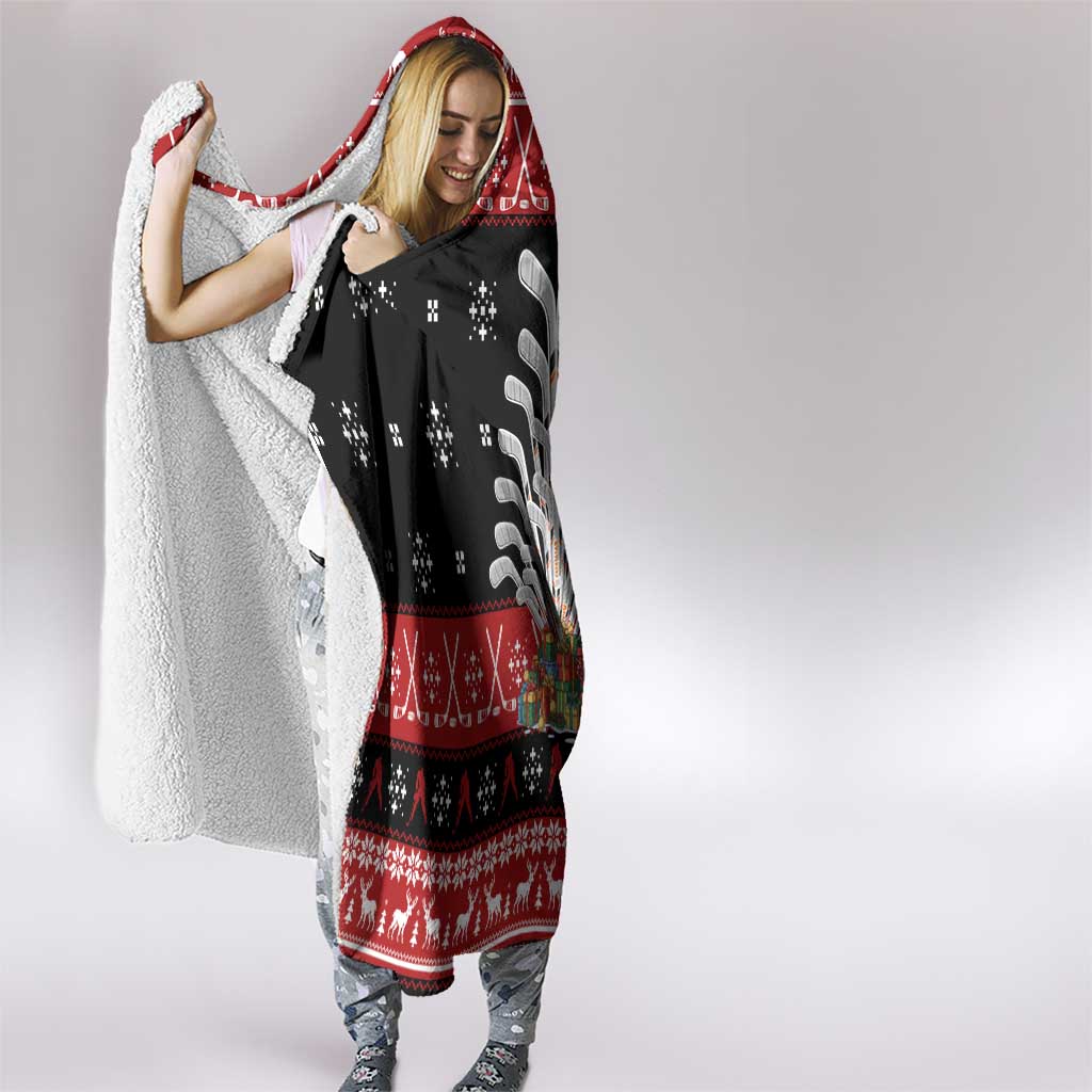Hockey Is Back Christmas Hooded Blanket Xmas Holiday Patterns - Wonder Print Shop