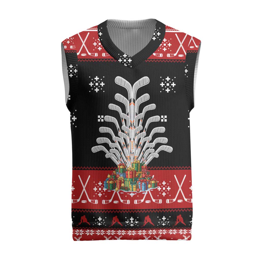 Hockey Is Back Christmas Knitted V-Neck Vest Xmas Holiday Patterns - Wonder Print Shop