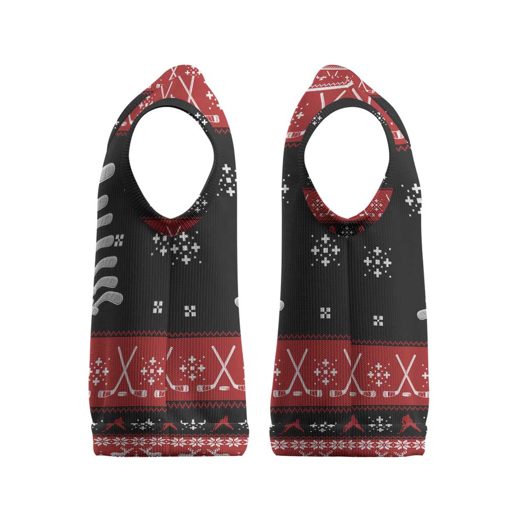 Hockey Is Back Christmas Knitted V-Neck Vest Xmas Holiday Patterns - Wonder Print Shop