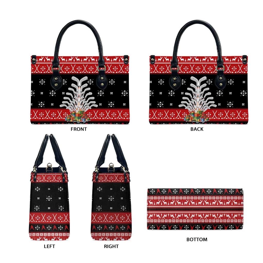 Hockey Is Back Christmas Leather Bag Xmas Holiday Patterns - Wonder Print Shop