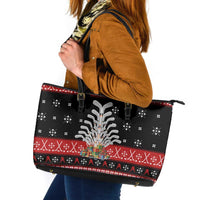 Hockey Is Back Christmas Leather Tote Bag Xmas Holiday Patterns - Wonder Print Shop