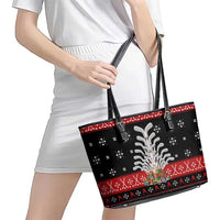 Hockey Is Back Christmas Leather Tote Bag Xmas Holiday Patterns - Wonder Print Shop
