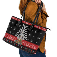 Hockey Is Back Christmas Leather Tote Bag Xmas Holiday Patterns - Wonder Print Shop