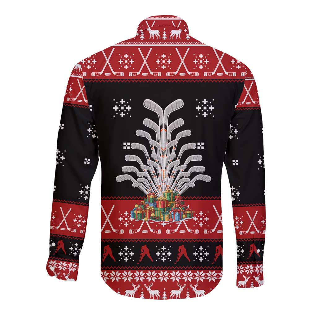 Hockey Is Back Christmas Long Sleeve Button Shirt Xmas Holiday Patterns - Wonder Print Shop