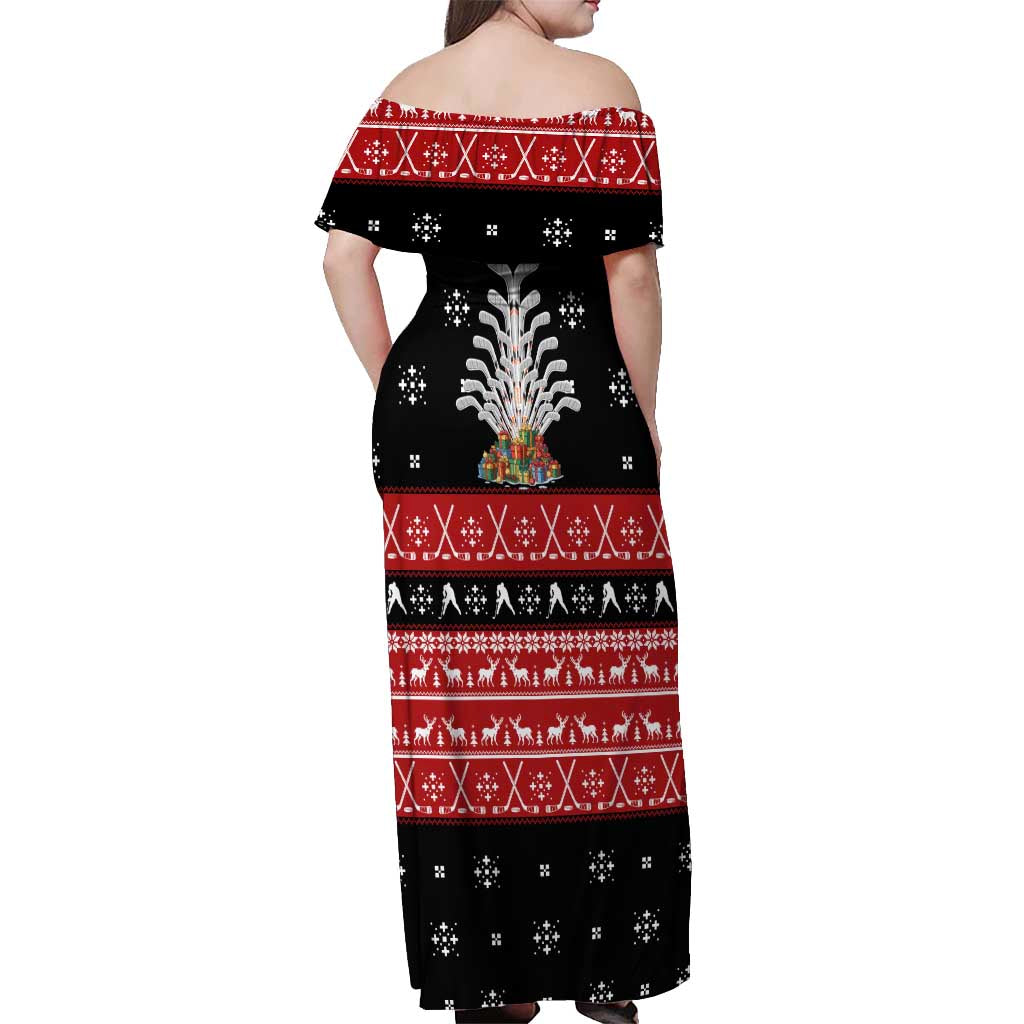 Hockey Is Back Christmas Off Shoulder Maxi Dress Xmas Holiday Patterns - Wonder Print Shop