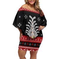 Hockey Is Back Christmas Off Shoulder Short Dress Xmas Holiday Patterns - Wonder Print Shop